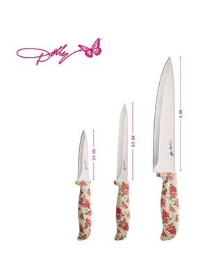 Dolly Parton Kitchen Knife Set 3pc Stainless Steel